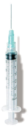 AirTite Products ExelInt Syringe with Hypodermic Needle 3 mL 22 Gauge 1-1/4 Inch Detachable Needle Without Safety - 26103