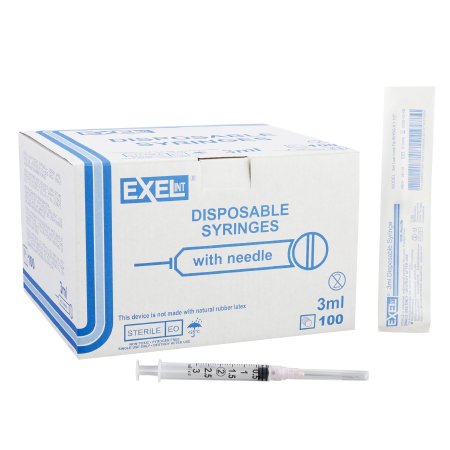 ExelInt - Syringe with Hypodermic Needle 3 mL 18 Gauge 1-1/2 Inch Regular Wall NonSafety - 26110