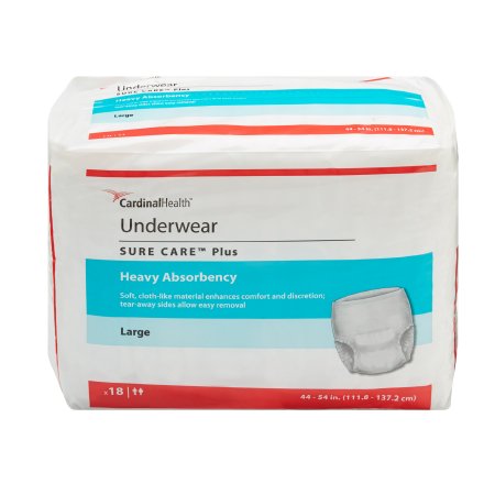 Sure Care Plus - Unisex Adult Absorbent Underwear Pull On with Tear Away Seams Large Disposable Heavy Absorbency - 1615A