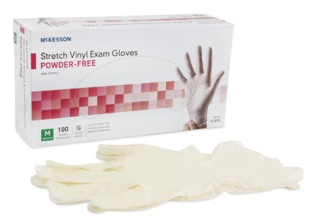 McKesson McKesson Exam Glove Medium NonSterile Stretch Vinyl Standard Cuff Length Smooth Ivory Not Chemo Approved - 14-816