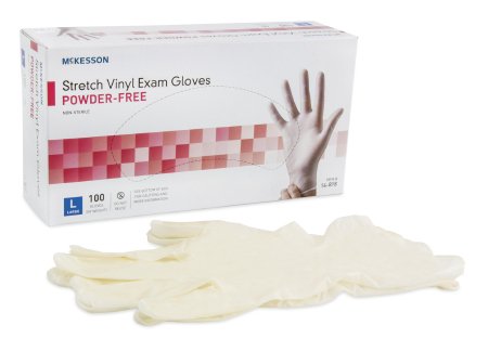 McKesson McKesson Exam Glove Large NonSterile Stretch Vinyl Standard Cuff Length Smooth Ivory Not Chemo Approved - 14-818
