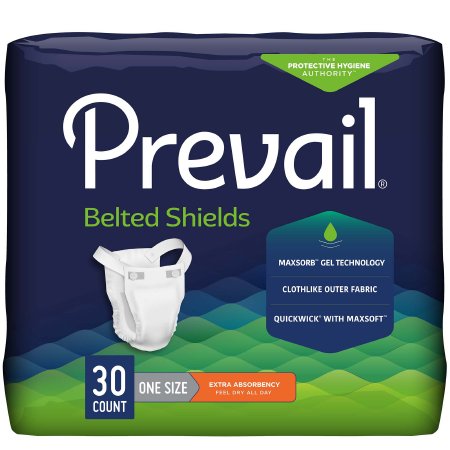 Prevail Belted Shields - Unisex Adult Incontinence Belted Undergarment Belted One Size Fits Most Disposable Light Absorbency - PV-324