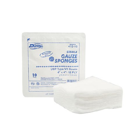 Dukal Dukal USP Type VII Gauze Sponge Cotton 12-Ply 4 X 4 Inch Square Sterile - 412-10