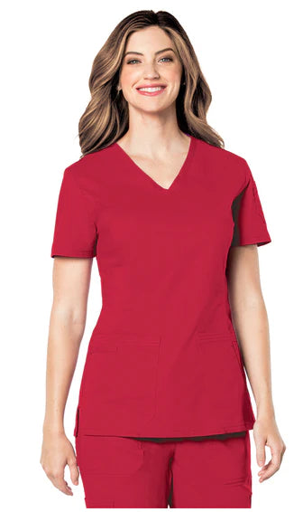 Landau Uniforms - Scrub Shirt X-Large Red 2 Pockets Short Sleeve Female - 4143TRMSTXLG