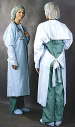 Busse Hospital Disposables - Protective Procedure Gown One Size Fits Most Blue NonSterile AAMI Level 3 Disposable - 235