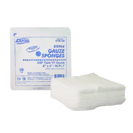 Dukal - USP Type VII Gauze Sponge Cotton 16-Ply 4 X 4 Inch Square Sterile - 416-10