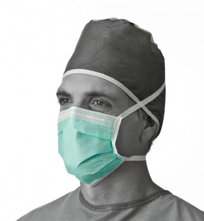 Medline - Surgical Mask Anti-fog Adhesive Pleated Tie Closure One Size Fits Most Green NonSterile Not Rated Adult - NON27371A