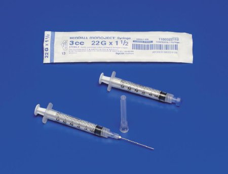 Monoject - Syringe with Hypodermic Needle 3 mL 25 Gauge 5/8 Inch Regular Wall NonSafety - 1180325058