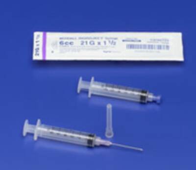 Monoject SoftPack - Syringe with Hypodermic Needle 6 mL 20 Gauge 1-1/2 Inch Regular Wall NonSafety - 1181620112