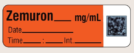 Shamrock Scientific Pre-Printed Label Anesthesia Label ZEMURON / _____ mg /mL Fluorescent Red 1/2 X 500 Inch - SA-2215