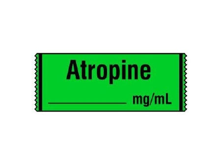 Shamrock Scientific Pre-Printed Label Anesthesia Label ATROPINE / _____ mg / mL Green 1/2 X 500 Inch - SA-310