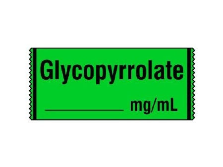 Shamrock Scientific Pre-Printed Label Anesthesia Label Glycopyrrolate / _____ mg / mL Green 1/2 X 500 Inch - SA-311