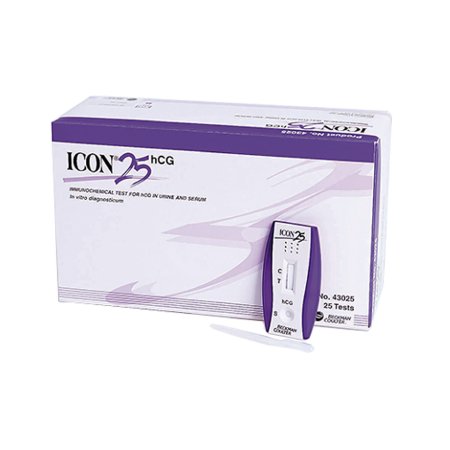 Icon 25 hCG - Rapid Test Kit Fertility Test hCG Pregnancy Test Serum / Urine Sample 25 Tests - 43025A