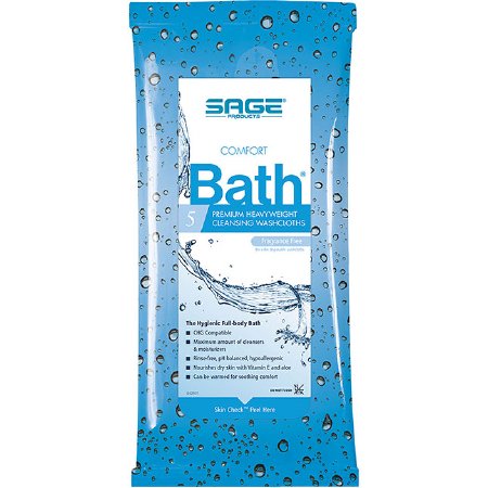 Comfort Bath - Rinse-Free Bath Wipe Soft Pack Water / Glycerin / Aloe / Vitamin E Unscented 5 Count - 7956