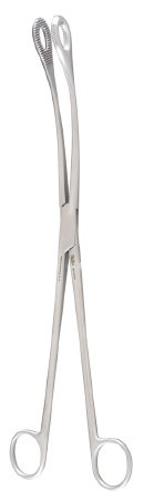 Miltex Miltex Placenta Forceps Kelly 12-1/2 Inch OR Grade Stainless Steel (German) NonSterile NonLocking Finger Ring Handle Curved Serrated Tip - 30-2505