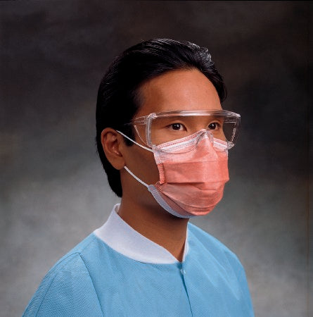 FluidShield - Procedure Mask Anti-fog Foam Pleated Earloops One Size Fits Most Orange NonSterile ASTM Level 3 Adult - 47107