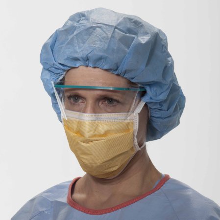 FluidShield - Surgical Mask Anti-fog Foam Pleated Tie Closure One Size Fits Most Orange NonSterile ASTM Level 3 Adult - 48207