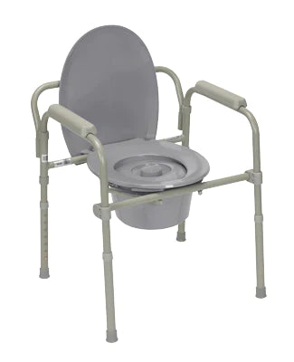 Fabrication Enterprises - Commode Chair Padded Fixed Arm Steel Frame Removable Back - 43-2330