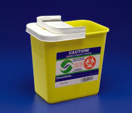 Cardinal SharpSafety Chemotherapy Sharps Container 1-Piece 26 H X 18-1/4 W X 12-3/4 D Inch 18 Gallon Yellow Hinged Lid - 8989