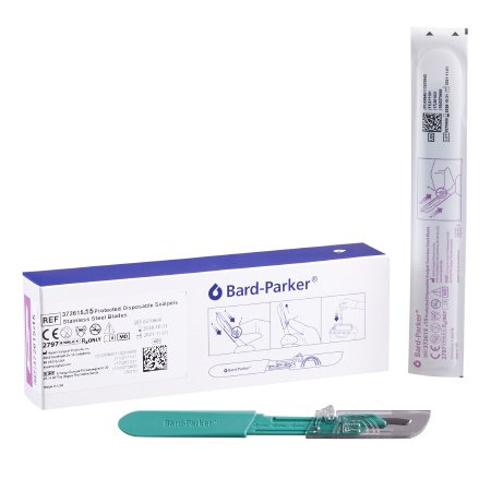 Bard-Parker - Safety Scalpel Conventional No. 15 Stainless Steel / Plastic Nonslip Grip Handle with Centimeter Scale Sterile Disposable - 372615