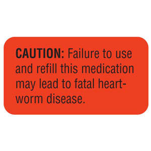 Tabbies Medication Instruction Labels, "Fluorescent Red" - 1-5/8"W x 7/8"H, 560 per Roll - V-AN252