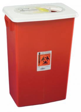 Cardinal SharpSafety Sharps Container 1-Piece 26 H X 18-1/4 W X 12-3/4 D Inch 18 Gallon Red Hinged Lid - 8991