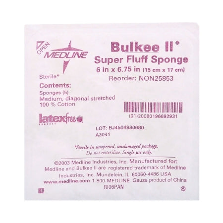 Bulkee - Fluff Dressing Cotton 6-Ply 6 X 6-3/4 Inch Rectangle Sterile - NON25853