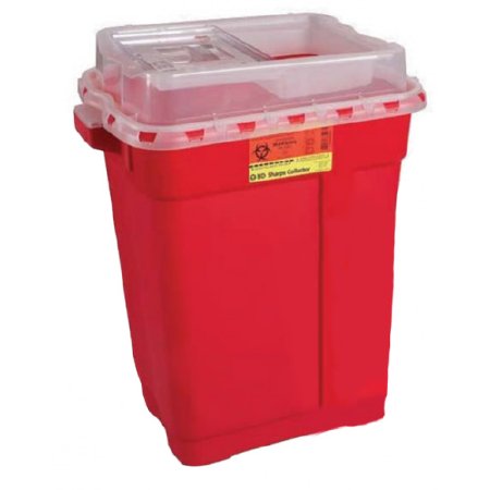 BD - Sharps Container 26-1/4 H X 20 W X 14-3/4 D Inch 19 Gallon Red Base / Clear Lid Vertical Entry Gasketed Sliding Lid - 305666
