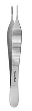 MeisterHand - Dressing Forceps Adson 4-3/4 Inch Length Surgical Grade German Stainless Steel NonSterile NonLocking Thumb Handle Straight Delicate Serrated Tips - MH6-118
