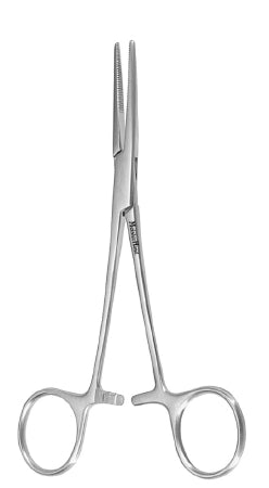 MeisterHand - Hemostatic Forceps Kelly 5-1/2 Inch Length Surgical Grade German Stainless Steel NonSterile Ratchet Lock Finger Ring Handle Straight Serrated Tips - MH7-36