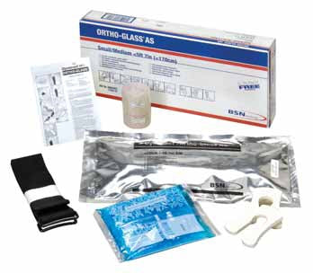 BSN Medical Ortho-Glass AS Ankle Sprain Management Kit Includes: Small/Medium Custom-moldable Brace, Ice Pack, Elastic Bandage, U-shaped Ankle Foam Cushions, Rehab Straps, Instruction Leaflet - 58000013