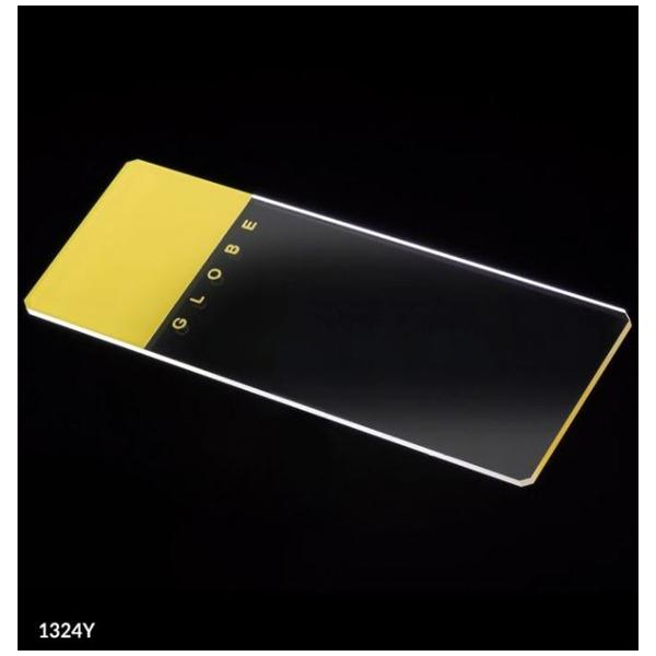 Globe Scientific Frosted Microscope Slide 3X1" Yellow W/ 90D Grounded Edg/Sfty Crnr 20Bx/Ca - 1324Y