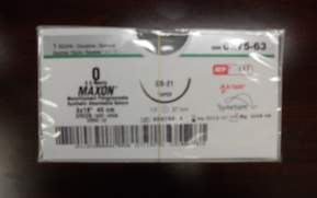 Covidien Maxon CV Suture with Needle Absorbable Uncoated Green Suture Monofilament Polyglyconate Size 6-0 30 Inch Suture 1-Needle 13 mm Length 3/8 Circle Taper Point Needle - 8886612411