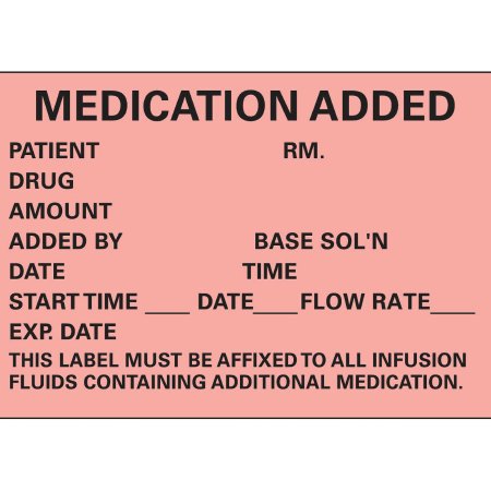 Timemed - Pre-Printed Label Anesthesia Label Fluorescent Red Paper Medication Added Black Medication Instruction 1-3/4 X 2-1/2 Inch - Precision Dynamics - N-200