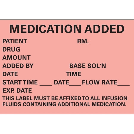 Timemed - Pre-Printed Label Anesthesia Label Fluorescent Red Paper Medication Added Black Medication Instruction 1-3/4 X 2-1/2 Inch - N-200