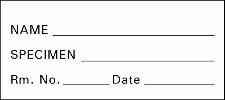 Precision Dynamics TimeMed Pre-Printed / Write On Label Timemed Laboratory Use Name, Speciment, Rm. No., Date White 1 X 2-1/4 Inch - SP-1