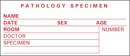 Precision Dynamics TimeMed Pre-Printed Label Timemed Laboratory Use Pathology Specimen, Name, Date, Sex, Age, Room, Doctor, Speciment, Number White 1-1/2 X 3-1/2 Inch - SP-4