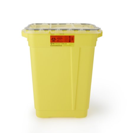 BD - Chemotherapy Waste Container 23-1/2 H X 20 W X 14-3/4 D Inch 17 Gallon Yellow Base / Translucent Lid Vertical Entry Gasketed Hinged Lid - 305614