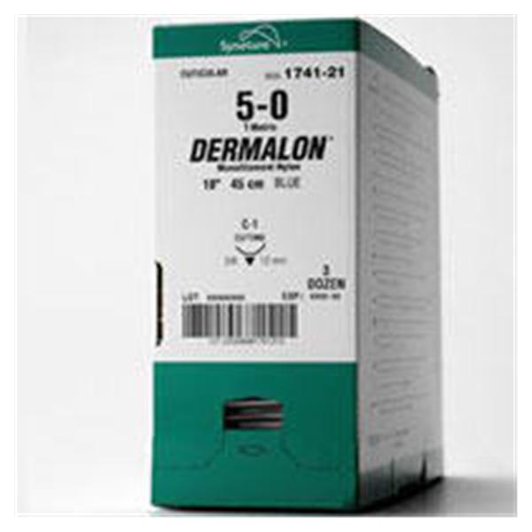 Medtronic MITG-Covidien Suture 4-0 Nylon Sce-4 Dermalon Blue 18" Monofilament 36/Ca - 8886174231