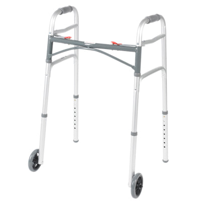 Fabrication Enterprises Dual Release Folding Walker Adjustable Height Aluminum Frame 350 Lbs. Weight Capacity 25 To 32 Inch Height - 43-2122