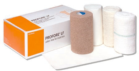Smith & Nephew Profore LF 4 Layer Compression Bandage System 5-1/2 X 8 Inch / 4 Inch X 4 Yard / 4 Inch X 3 Yard / 4 Inch X 2-4/5 Yard Standard Compression Self-adherent / Tape Closure Tan / White NonSterile - 66020626