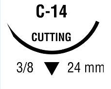 Monosof~Dermalon - Suture with Needle Nonabsorbable Uncoated Black Suture Monofilament Nylon Size 2 - 0 18 Inch Suture 1-Needle 24 mm Length 3/8 Circle Reverse Cutting Needle - SN-758