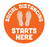 BeSafe Messaging Commercial Floor Decals - Orange & White, 12" x 12", Pack of 6