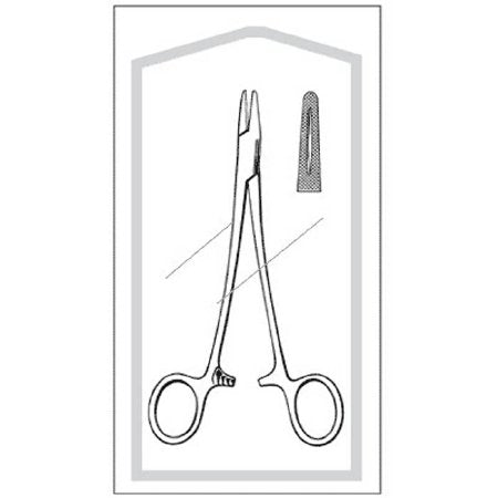Econo Sterile - Needle Holder 6 Inch Length Straight Serrated Tip Finger Ring Handle - 96-2594