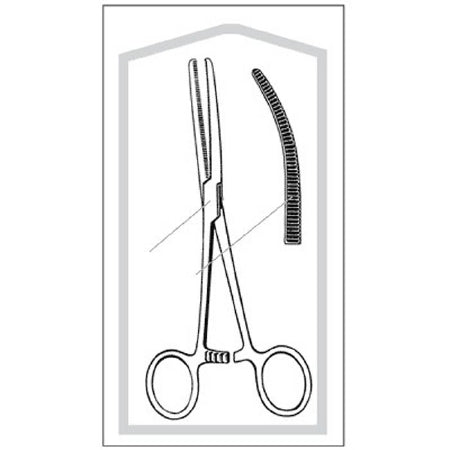 Econo - Hemostatic Forceps Rochester-Pean 6-1/4 Inch Length Floor Grade Pakistan Stainless Steel Sterile Ratchet Lock Finger Ring Handle Curved Serrated Tip - 96-2547