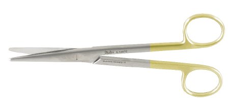 Miltex Miltex Dissecting Scissors Mayo 6-3/4 Inch Length OR Grade Stainless Steel (German) / Tungsten Carbide NonSterile Finger Ring Handle Straight Rounded Blades Blunt/Blunt - 5-140TC