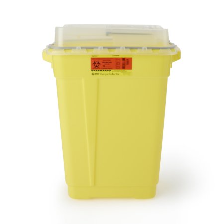 BD - Chemotherapy Waste Container 26-1/4 H X 20 W X 14-3/4 D Inch 19 Gallon Yellow Base / Translucent Lid Vertical Entry Gasketed Sliding Lid - 305613