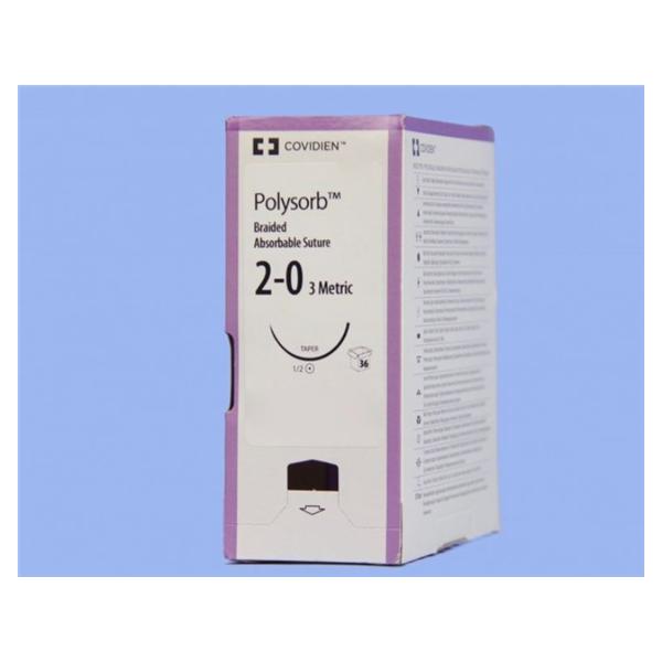Medtronic MITG-Covidien Suture 2-0 Polyester V-20 Polysorb Undyed 30" Braid 36/Ca - GL323