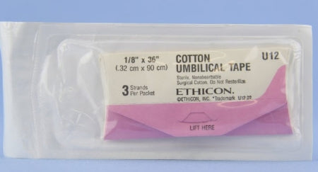 J & J Healthcare Systems Ethicon Umbilical Tape Cotton 1/8 X 36 Inch White Sterile - U12T