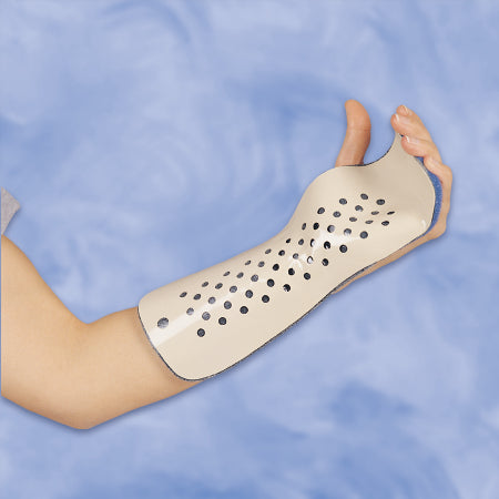 DeRoyal Long Metacarpal - Wrist /Foream Splint Aluminum / Foam Left Hand Beige / Blue Child Size - 9148-04